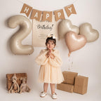 Adorely Cream White & Caramel Heart Foil Balloons – 12 Pack, 18 Inch