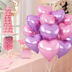 Adorely Pink & Purple Heart Foil Balloons – 12Pcs, 18in, for Baby Showers & Parties