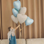 Adorely Baby Blue Heart Balloons – 12Pcs, 18 Inch Pastel Foil Balloons for Baby Showers & Parties