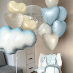 Adorely Blue White Heart Balloons – 12Pcs 18in Foil Hearts for Baby Showers & Weddings