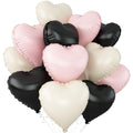 Adorely Black Pink White Heart Balloons – 12pc, 18in Foil Heart Balloons for Baby Showers, Birthdays, Weddings