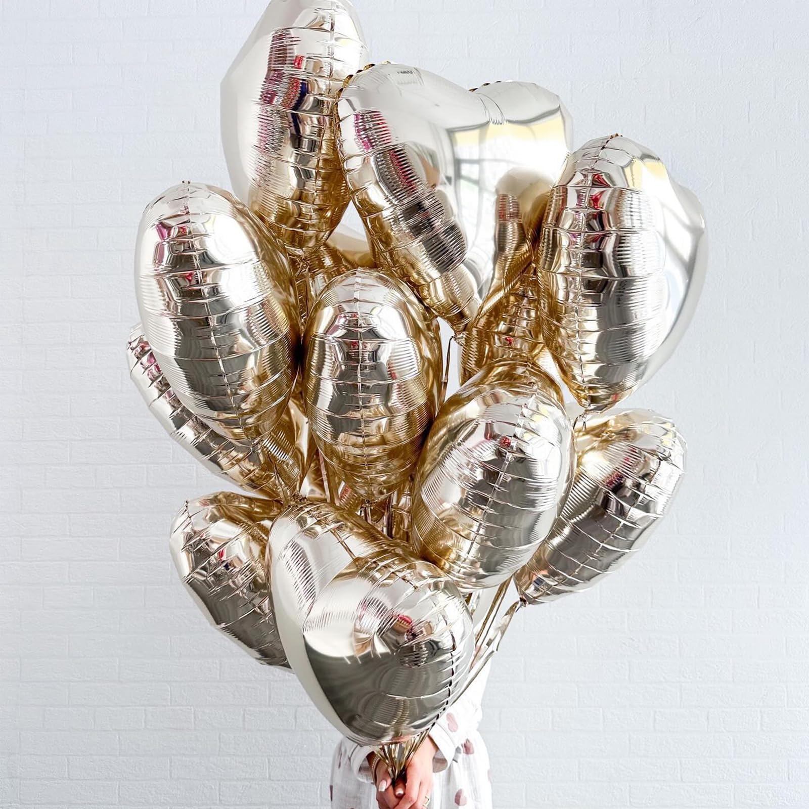 Adorely Champagne Gold Heart Balloons – 12Pcs 18-Inch Foil Hearts for Parties