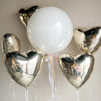 Adorely Champagne Gold Heart Balloons – 12Pcs 18-Inch Foil Hearts for Parties