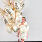 Adorely Champagne Gold Heart Balloons – 12Pcs 18-Inch Foil Hearts for Parties