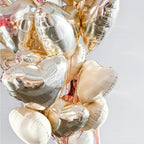 Adorely Champagne Gold Heart Balloons – 12Pcs 18-Inch Foil Hearts for Parties