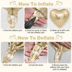 Adorely Champagne Gold Heart Balloons – 12Pcs 18-Inch Foil Hearts for Parties
