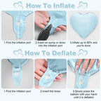 Adorely Baby Blue Heart Balloons – 12Pcs, 18 Inch Pastel Foil Balloons for Baby Showers & Parties