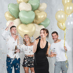 Adorely Sage Green Gold Heart Balloons – 12pc Foil Hearts, 18in Cream White