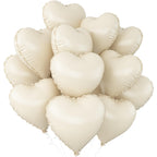 Adorely Cream White Heart Foil Balloons – 12Pcs, 18-Inch for Baby Showers, Weddings & Parties