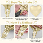 Adorely Sage Green Gold Heart Balloons – 12pc Foil Hearts, 18in Cream White
