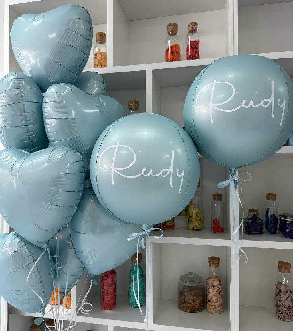 Adorely Baby Blue Heart Balloons – 12Pcs, 18 Inch Pastel Foil Balloons for Baby Showers & Parties