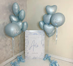 Adorely Baby Blue Heart Balloons – 12Pcs, 18 Inch Pastel Foil Balloons for Baby Showers & Parties