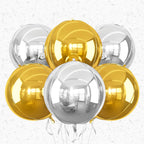 Adorely 20Pcs Gold Silver Round Foil Balloons - 18 Inch 4D Balloons for Birthday Wedding Graduation Parties