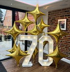 Adorely Gold Star Balloons – 12Pcs Four-Angle Foil Balloons (26in & 10in) Party Decor