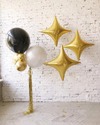 Adorely Gold Star Balloons – 12Pcs Four-Angle Foil Balloons (26in & 10in) Party Decor