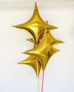 Adorely Gold Star Balloons – 12Pcs Four-Angle Foil Balloons (26in & 10in) Party Decor