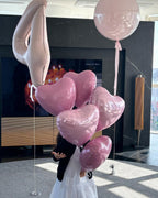 Adorely Pink Heart Balloons – 12pc 18-Inch Pearl Pink Foil Balloons for Parties