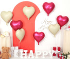 Adorely Red & Cream White Heart Balloons – 12Pcs 18-Inch Metallic Foil Hearts for Parties