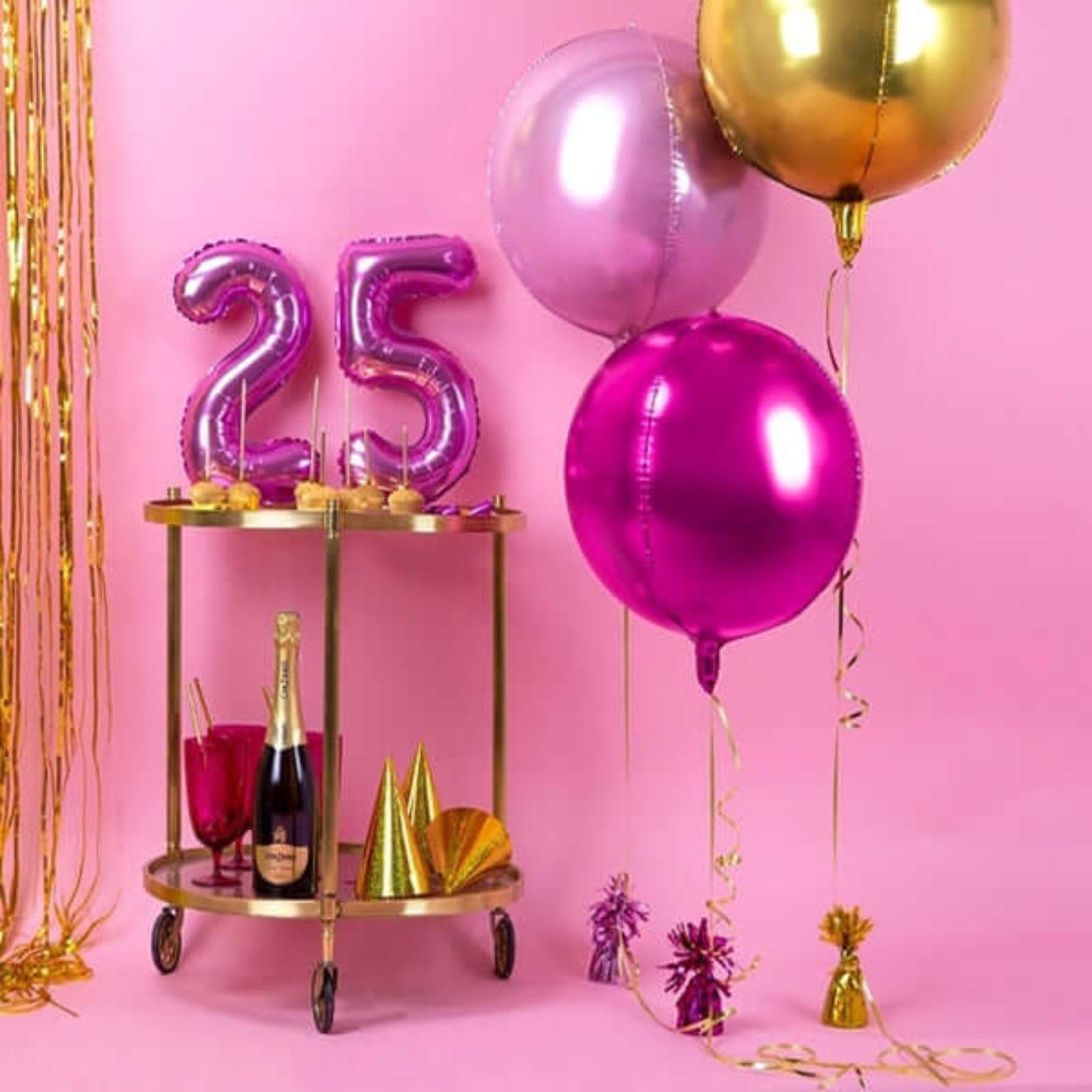 Adorely 6Pcs Hot Pink Round Foil Balloons – 22in Giant 4D Balloons for Party Decor