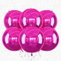Adorely 6Pcs Hot Pink Round Foil Balloons – 22in Giant 4D Balloons for Party Decor