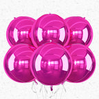 Adorely 6Pcs Hot Pink Round Foil Balloons – 22in Giant 4D Balloons for Party Decor