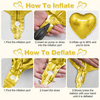 Adorely Black Gold Heart Balloons – 12Pcs 18in Foil Balloons for Parties