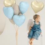 Adorely Blue White Heart Balloons – 12Pcs 18in Foil Hearts for Baby Showers & Weddings