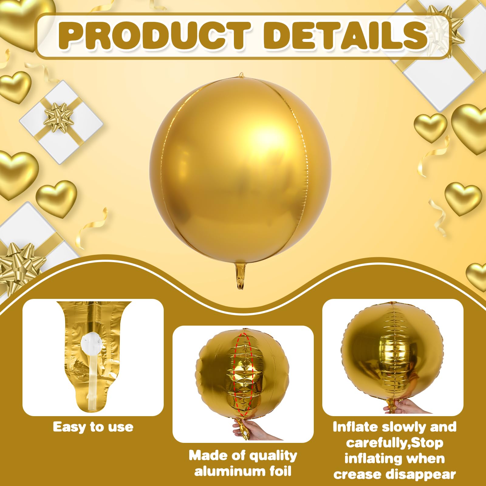 Adorely 20Pcs Gold Silver Round Foil Balloons - 18 Inch 4D Balloons for Birthday Wedding Graduation Parties