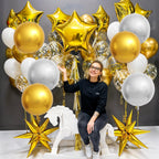 Adorely 20Pcs Gold Silver Round Foil Balloons - 18 Inch 4D Balloons for Birthday Wedding Graduation Parties