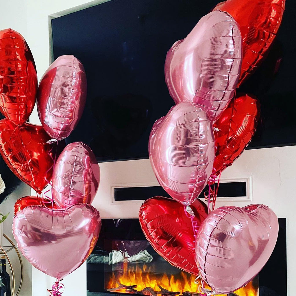 Adorely Pink Heart Balloons – 12pc 18-Inch Pearl Pink Foil Balloons for Parties