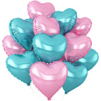 Adorely Pink & Teal Heart Foil Balloons – 18in Heart Balloons for Mermaid Birthday, Baby Shower & Party Decor