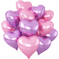 Adorely Pink & Purple Heart Foil Balloons – 12Pcs, 18in, for Baby Showers & Parties