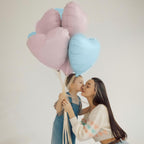 Adorely Pink & Blue Heart Foil Balloons – 12 Pcs, 18 Inch, Baby Pink & Pastel Blue Party Decorations