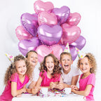 Adorely Pink & Purple Heart Foil Balloons – 12Pcs, 18in, for Baby Showers & Parties