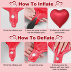 Adorely Red & Cream White Heart Balloons – 12Pcs 18-Inch Metallic Foil Hearts for Parties