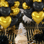 Adorely Black Gold Heart Balloons – 12Pcs 18in Foil Balloons for Parties