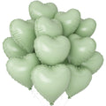 Adorely Sage Green Heart Balloons – 12-Pack 18-Inch Olive Green Foil Balloons for Baby Showers, Weddings & Parties