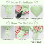 Adorely Sage Green Heart Balloons – 12-Pack 18-Inch Olive Green Foil Balloons for Baby Showers, Weddings & Parties