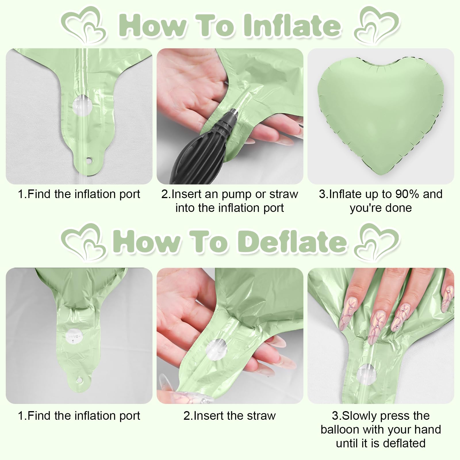 Adorely Sage Green Heart Balloons – 12-Pack 18-Inch Olive Green Foil Balloons for Baby Showers, Weddings & Parties