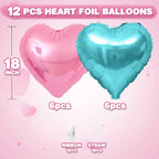 Adorely Pink & Teal Heart Foil Balloons – 18in Heart Balloons for Mermaid Birthday, Baby Shower & Party Decor