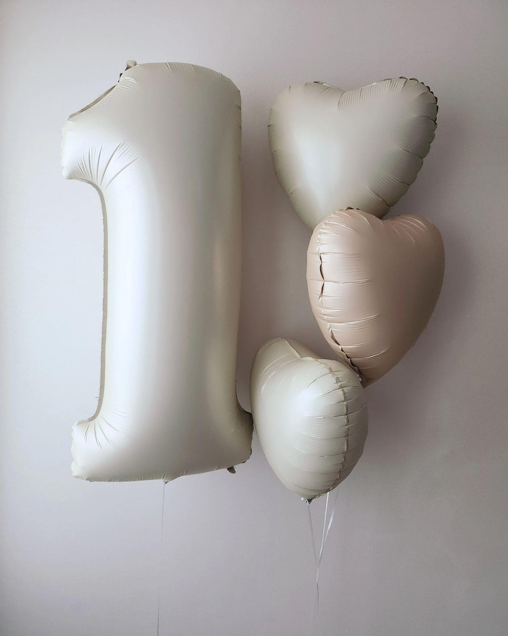 Adorely Cream White & Caramel Heart Foil Balloons – 12 Pack, 18 Inch