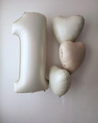 Adorely Cream White & Caramel Heart Foil Balloons – 12 Pack, 18 Inch