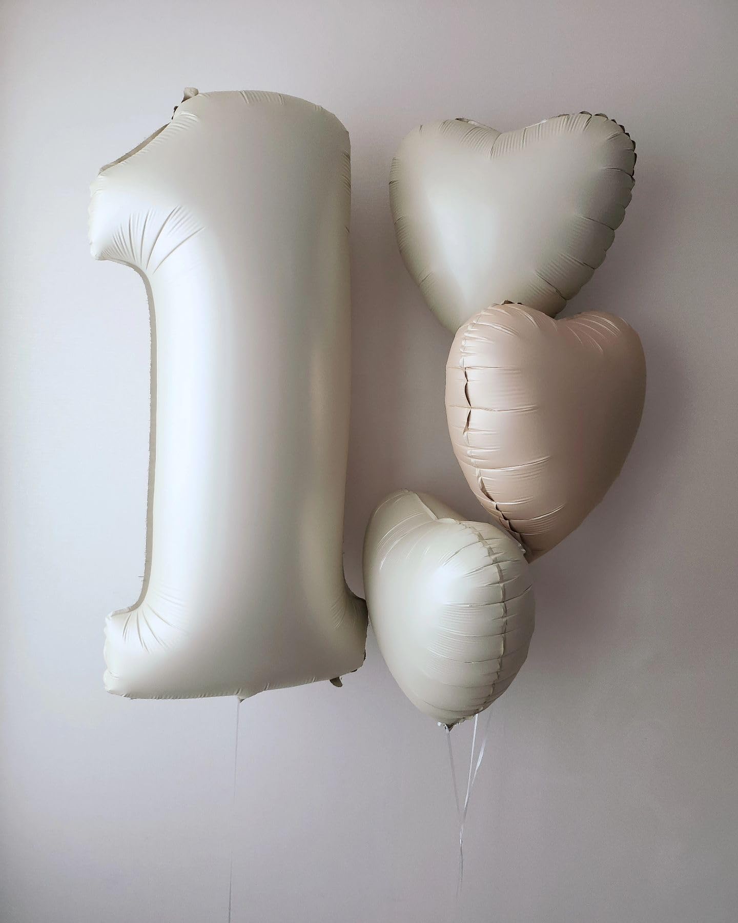 Adorely Cream White & Caramel Heart Foil Balloons – 12 Pack, 18 Inch