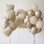 Adorely Cream White Heart Foil Balloons – 12Pcs, 18-Inch for Baby Showers, Weddings & Parties