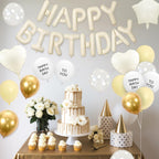 Adorely Pastel Yellow Birthday Decorations – Happy Birthday Banner & Heart Star Foil Balloons