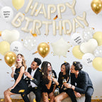 Adorely Pastel Yellow Birthday Decorations – Happy Birthday Banner & Heart Star Foil Balloons