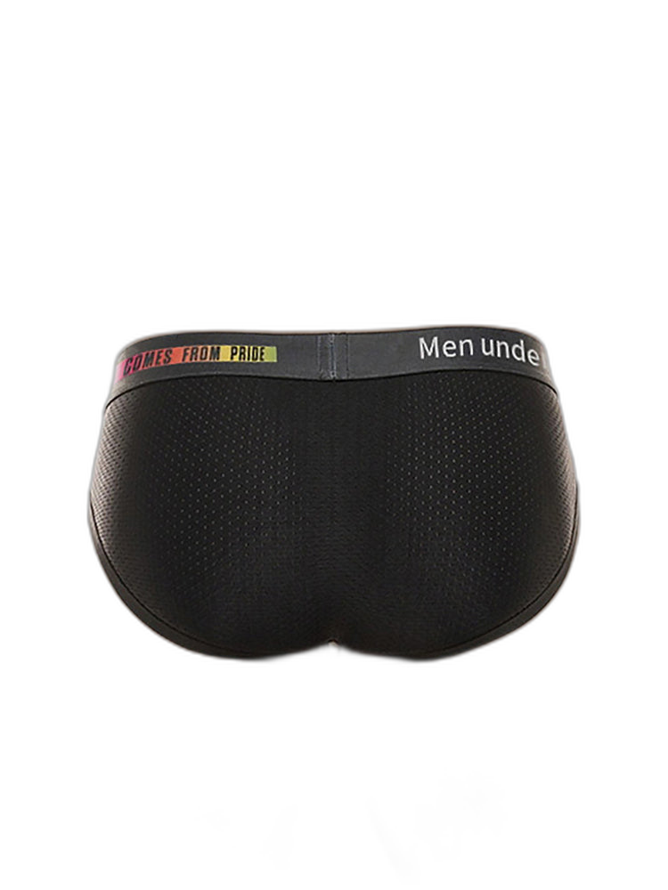 Men's Mesh Briefs With Colorful Spliced Lines