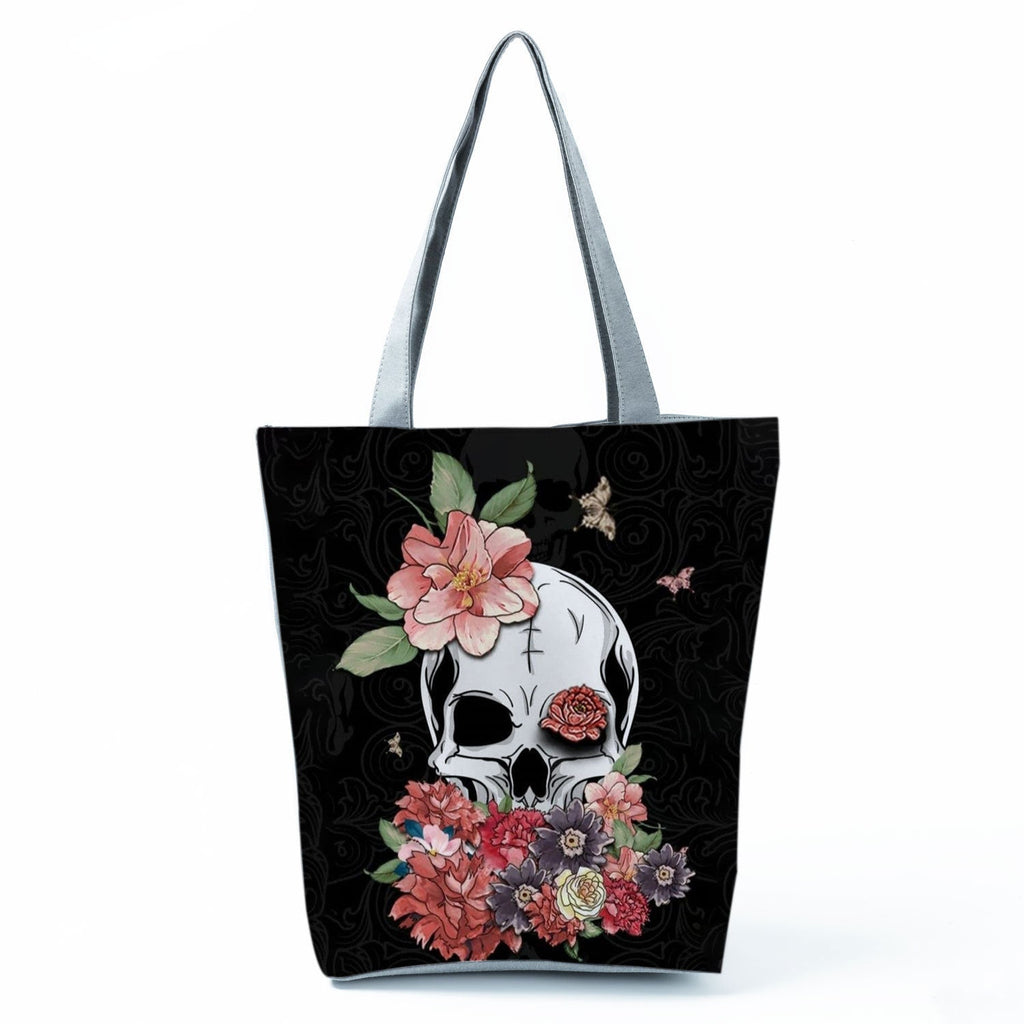 Portable Large Capacity Skull Printed Handbag
