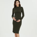 Mid-length Solid-color Pullover Sweater Dress