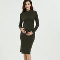 Mid-length Solid-color Pullover Sweater Dress